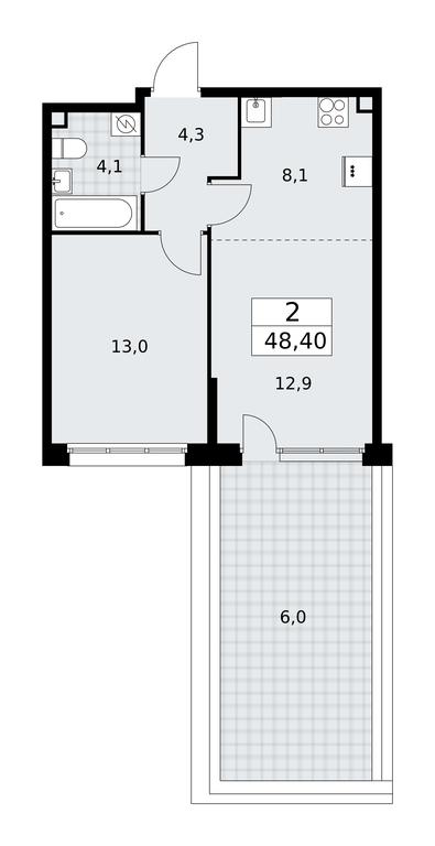 1-BD Apartment Sale, 48.4平方米 at Buninskie Kvartaly, Akademika Semyonova Street, 22, Moscow, Russia #2 1-BD Apartment Sale, 48.4平方米 at Buninskie Kvartaly, Akademika Semyonova Street, 22, Moscow, Russia #2