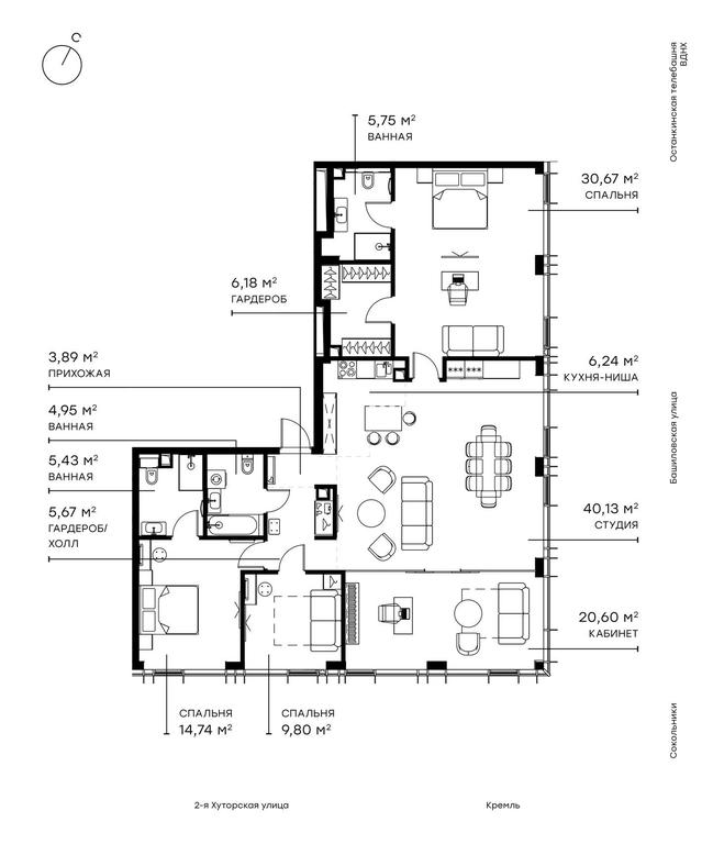 4-BD Apartment Sale, 153.2平方米 at Symphony 34, 2nd Khutorskaya Street, 38А, Moscow, Russia #1 4-BD Apartment Sale, 153.2平方米 at Symphony 34, 2nd Khutorskaya Street, 38А, Moscow, Russia #1