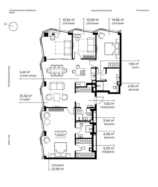 4-BD Apartment Sale, 132.6 sq. m. at Symphony 34, 2nd Khutorskaya Street, 38А, Moscow, Russia #1 4-BD Apartment Sale, 132.6 sq. m. at Symphony 34, 2nd Khutorskaya Street, 38А, Moscow, Russia #1