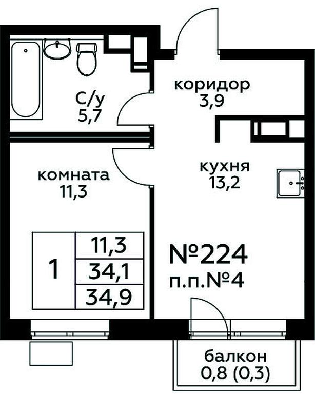 Продажа квартиры, 34,9 м² в ЖК «Цветочные Поляны», квартал № 23, поселение Филимонковское, Москва, Россия #1