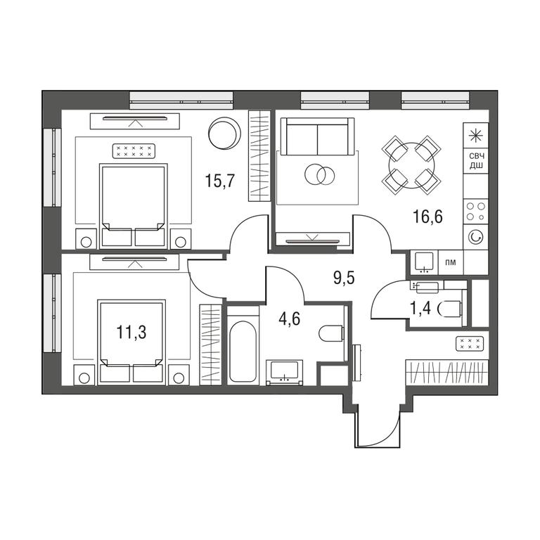 3-BD Apartment Sale, 60.8 sq. m. at Sirenevyi Park, Otkrytoye Highway, 20с1, Moscow, Russia #1 3-BD Apartment Sale, 60.8 sq. m. at Sirenevyi Park, Otkrytoye Highway, 20с1, Moscow, Russia #1