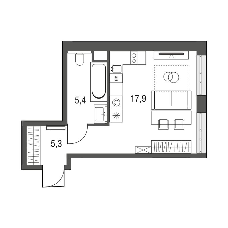 Apartment Sale, 29 sq. m. at Sirenevyi Park, Otkrytoye Highway, 20с1, Moscow, Russia #1
