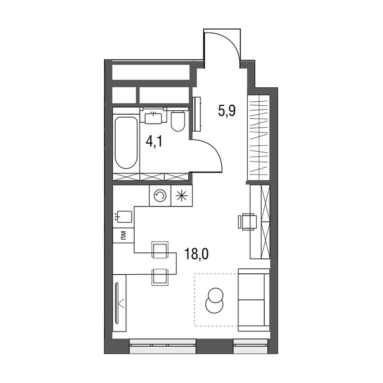Apartment Sale, 28.3 sq. m. at Sirenevyi Park, Otkrytoye Highway, 20с1, Moscow, Russia #1