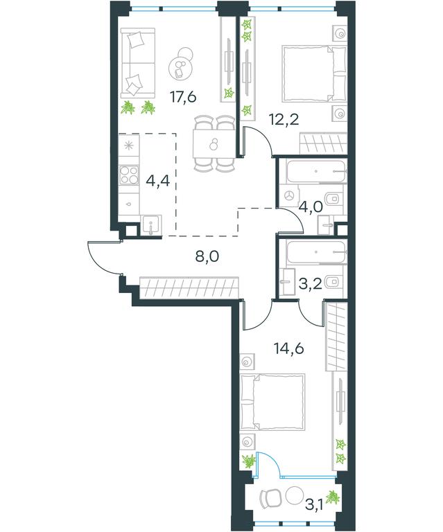 Продажа 2-комн. квартиры, 65,6 м² в ЖК «Левел Мичуринский (Level Мичуринский)», Озёрная улица, вл1, Москва, Россия #1