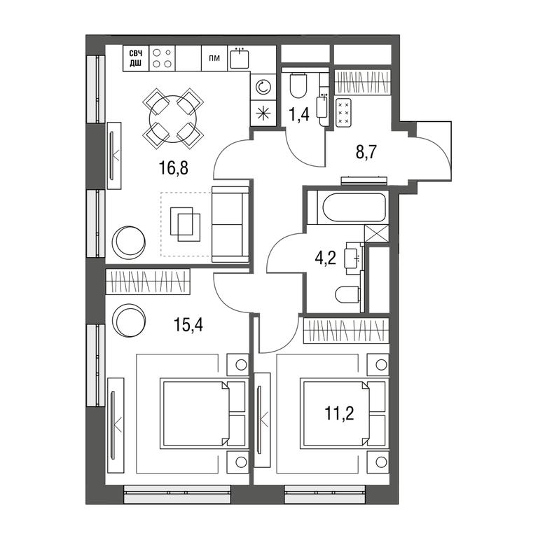 3-BD Apartment Sale, 57.9 sq. m. at Sirenevyi Park, Otkrytoye Highway, 20с1, Moscow, Russia #1 3-BD Apartment Sale, 57.9 sq. m. at Sirenevyi Park, Otkrytoye Highway, 20с1, Moscow, Russia #1