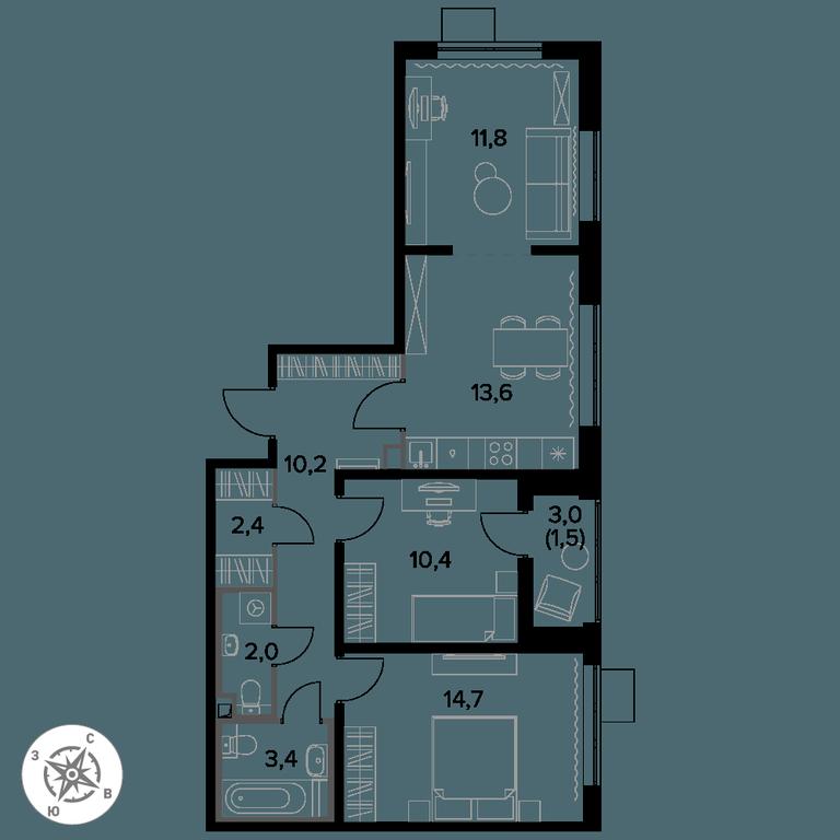 3-BD Apartment Sale, 70.2 sq. m. at Pervy Donskoj, zhiloy mikrorayon Sapronovo, derevnya Sapronovo, Leninskiy City District, Moscow Region, Russia #1 3-BD Apartment Sale, 70.2 sq. m. at Pervy Donskoj, zhiloy mikrorayon Sapronovo, derevnya Sapronovo, Leninskiy City District, Moscow Region, Russia #1