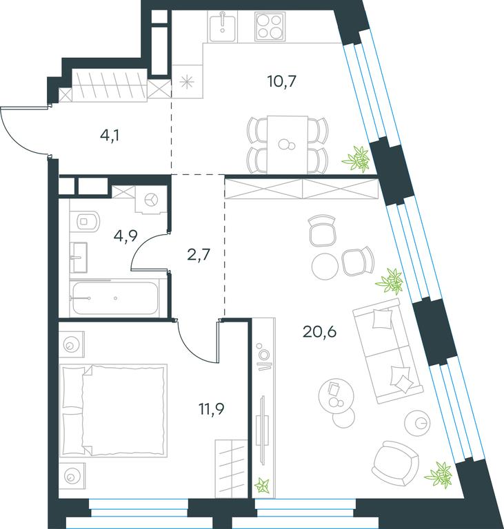 Продажа 1-комн. квартиры, 54,9 м² в ЖК «Левел Нагатинская (Level Нагатинская)», Нагатинская набережная, 10Ас3, Москва, Россия #1