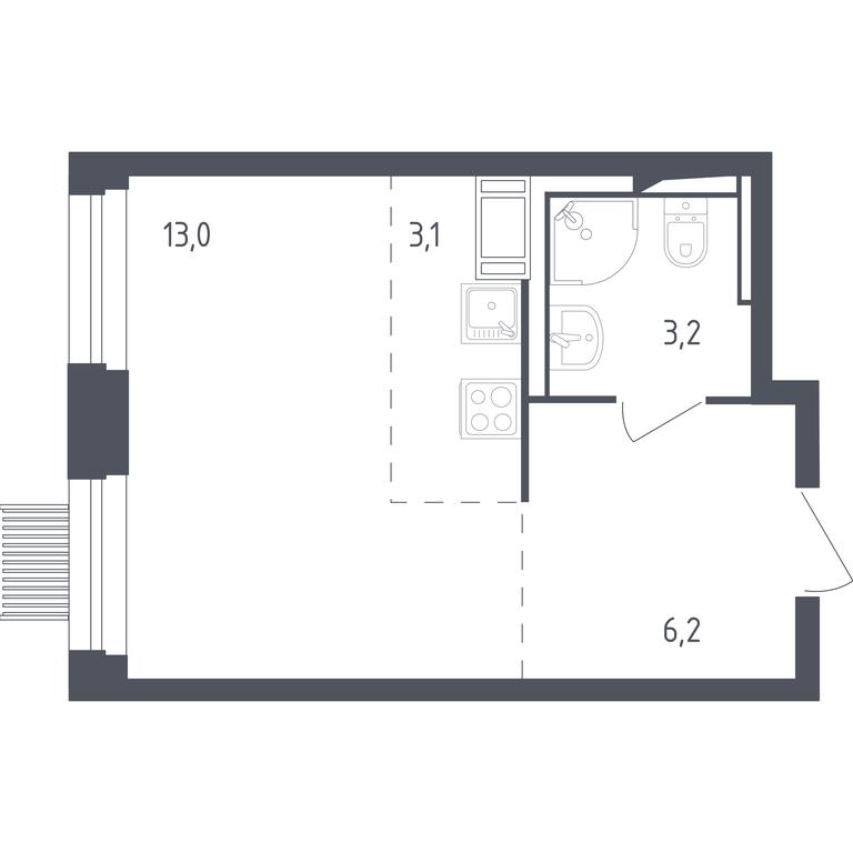 Apartment Sale, 25平方米 at Mytishchi Park, Silikatnaya ulitsa, 41к3, Mytischi, Moscow Region, Russia #1
