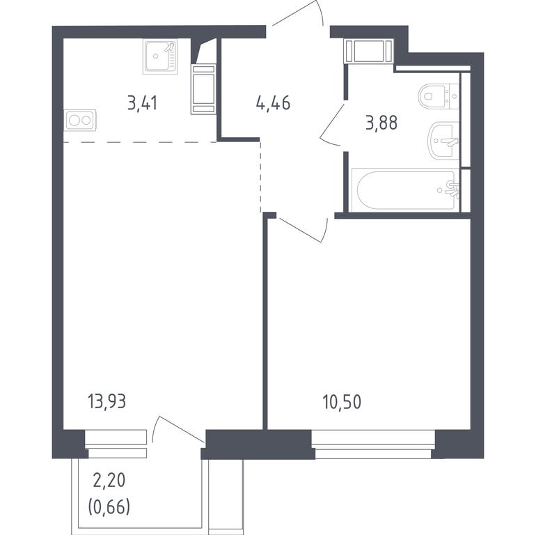 Apartment Sale, 36.4平方米 at Piatnitskie Luga, Pyatnitskoye Highway, 2, derevnya Yurlovo, Solnechnogorsk City District, Moscow Region, Russia #1