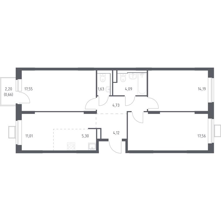 2-BD Apartment Sale, 80.3 sq. m. at Pribrezhnyi Park, Pribrezhniy Park Residential Complex, Village of Yam, Domodedovo City District, Moscow Region, Russia #1 2-BD Apartment Sale, 80.3 sq. m. at Pribrezhnyi Park, Pribrezhniy Park Residential Complex, Village of Yam, Domodedovo City District, Moscow Region, Russia #1