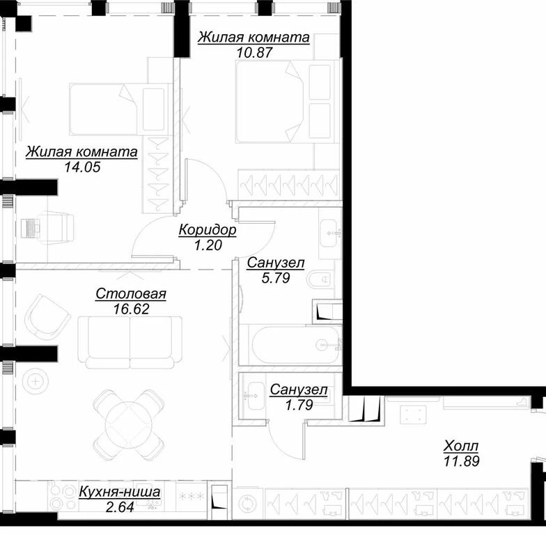 2-BD Apartment Sale, 65.62平方米 at Mod, 4th Maryinoy Roschi Street, 12с9, Moscow, Russia #1 2-BD Apartment Sale, 65.62平方米 at Mod, 4th Maryinoy Roschi Street, 12с9, Moscow, Russia #1