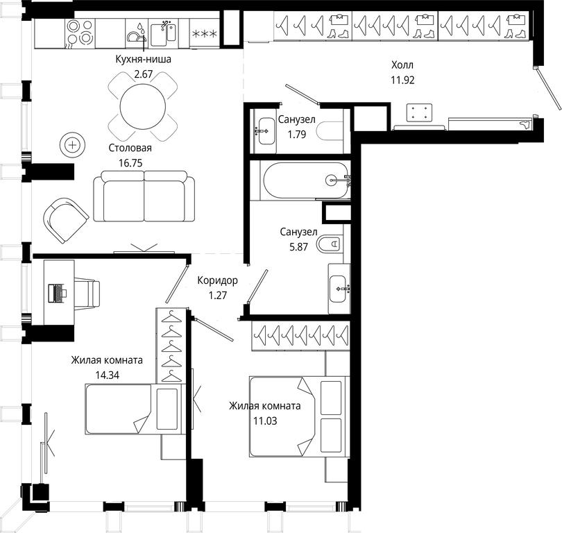 2-BD Apartment Sale, 65.61平方米 at Mod, 4th Maryinoy Roschi Street, 12с9, Moscow, Russia #2 2-BD Apartment Sale, 65.61平方米 at Mod, 4th Maryinoy Roschi Street, 12с9, Moscow, Russia #2