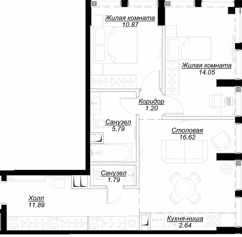 2-BD Apartment Sale, 65.61平方米 at Mod, 4th Maryinoy Roschi Street, 12с9, Moscow, Russia #1 2-BD Apartment Sale, 65.61平方米 at Mod, 4th Maryinoy Roschi Street, 12с9, Moscow, Russia #1