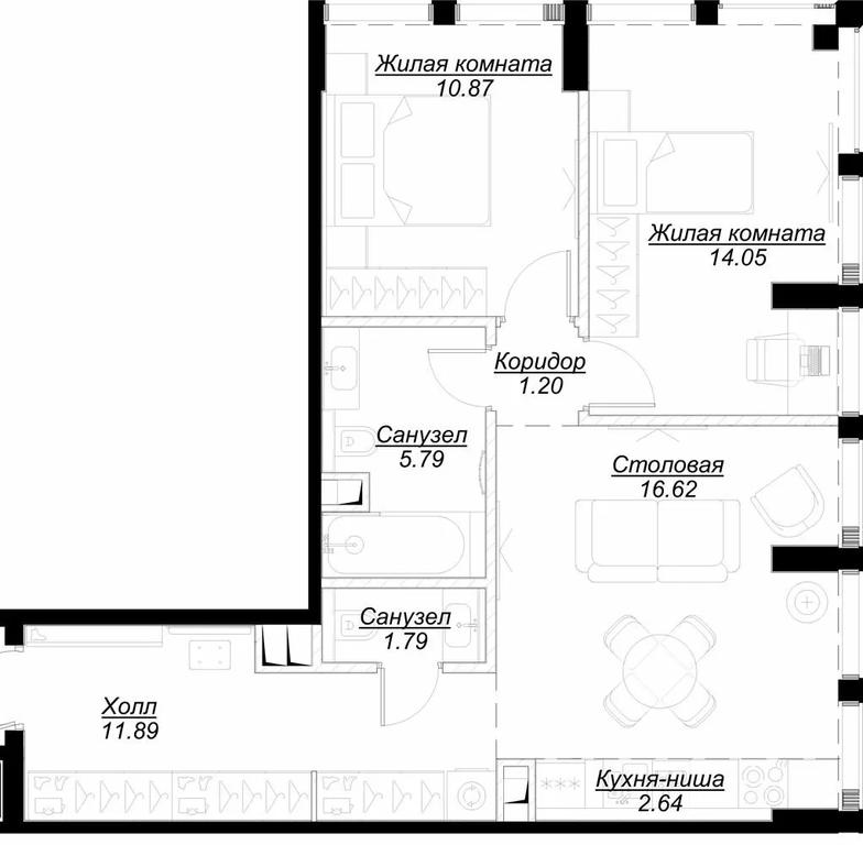 2-BD Apartment Sale, 65.61平方米 at Mod, 4th Maryinoy Roschi Street, 12с9, Moscow, Russia #1 2-BD Apartment Sale, 65.61平方米 at Mod, 4th Maryinoy Roschi Street, 12с9, Moscow, Russia #1