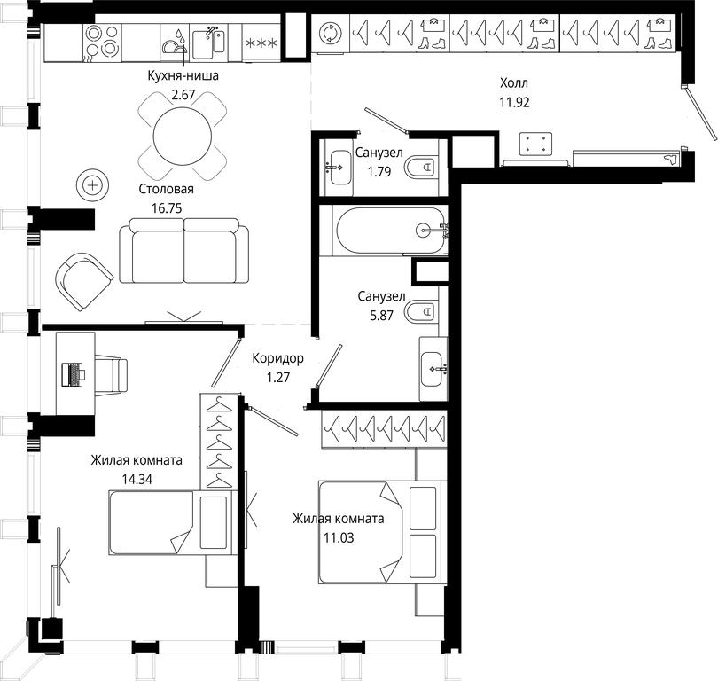 2-BD Apartment Sale, 65.61平方米 at Mod, 4th Maryinoy Roschi Street, 12с9, Moscow, Russia #2 2-BD Apartment Sale, 65.61平方米 at Mod, 4th Maryinoy Roschi Street, 12с9, Moscow, Russia #2