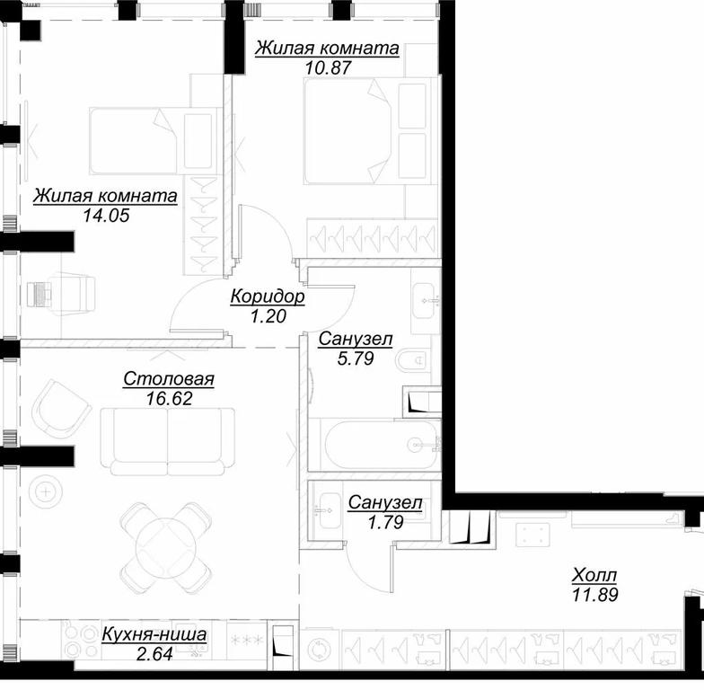2-BD Apartment Sale, 65.62平方米 at Mod, 4th Maryinoy Roschi Street, 12с9, Moscow, Russia #1 2-BD Apartment Sale, 65.62平方米 at Mod, 4th Maryinoy Roschi Street, 12с9, Moscow, Russia #1