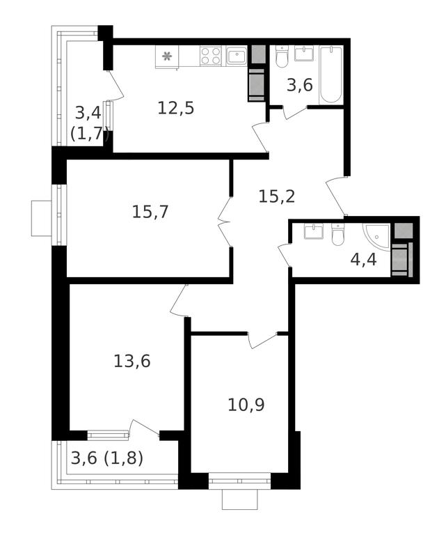 3-BD Apartment Sale, 81.1平方米 at Oktiabrskoe Pole, Berzarina Street, 32к1, Moscow, Russia #1 3-BD Apartment Sale, 81.1平方米 at Oktiabrskoe Pole, Berzarina Street, 32к1, Moscow, Russia #1