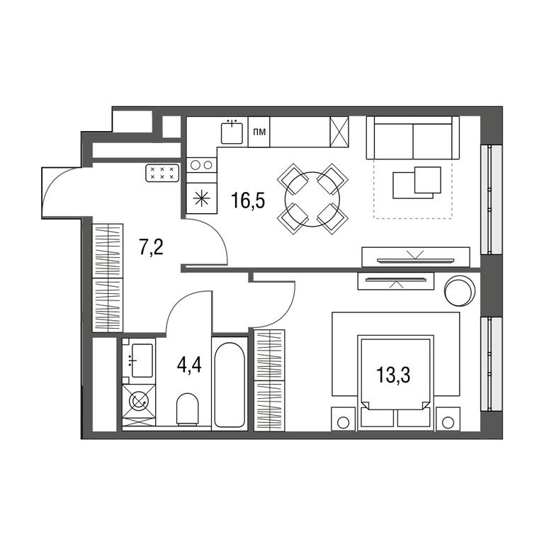 1-BD Apartment Sale, 41.4 sq. m. at Sirenevyi Park, Otkrytoye Highway, 20с1, Moscow, Russia #1