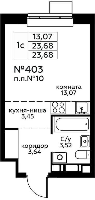 Apartment Sale, 23.68 sq. m. at Novograd Pavlino, Kosinskoye shosse, 2, Novoye Pavlino Microdistrict, Balashikha, Moscow Region, Russia #1