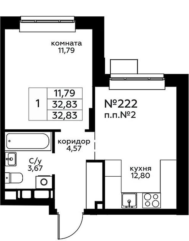Apartment Sale, 32.83 sq. m. at Novograd Pavlino, Kosinskoye shosse, 2, Novoye Pavlino Microdistrict, Balashikha, Moscow Region, Russia #1