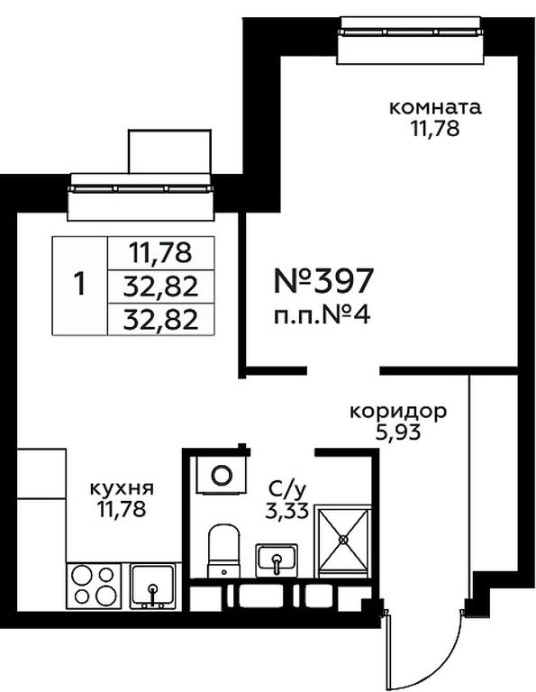 Продажа квартиры, 32,82 м² в ЖК «Новоград Павлино», Косинское шоссе, 2, микрорайон Новое Павлино, Балашиха, Московская область, Россия #1