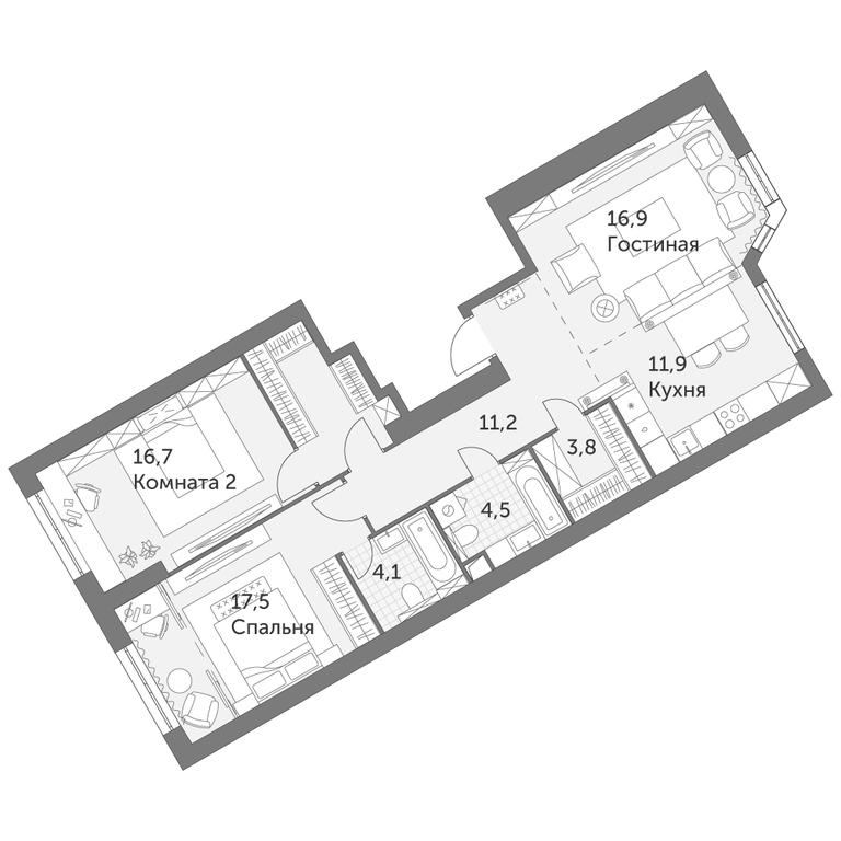 2-BD Apartment Sale, 69.5 sq. m. at Arkhitektor, Akademika Volgina Street, 2Д, Moscow, Russia #1 2-BD Apartment Sale, 69.5 sq. m. at Arkhitektor, Akademika Volgina Street, 2Д, Moscow, Russia #1