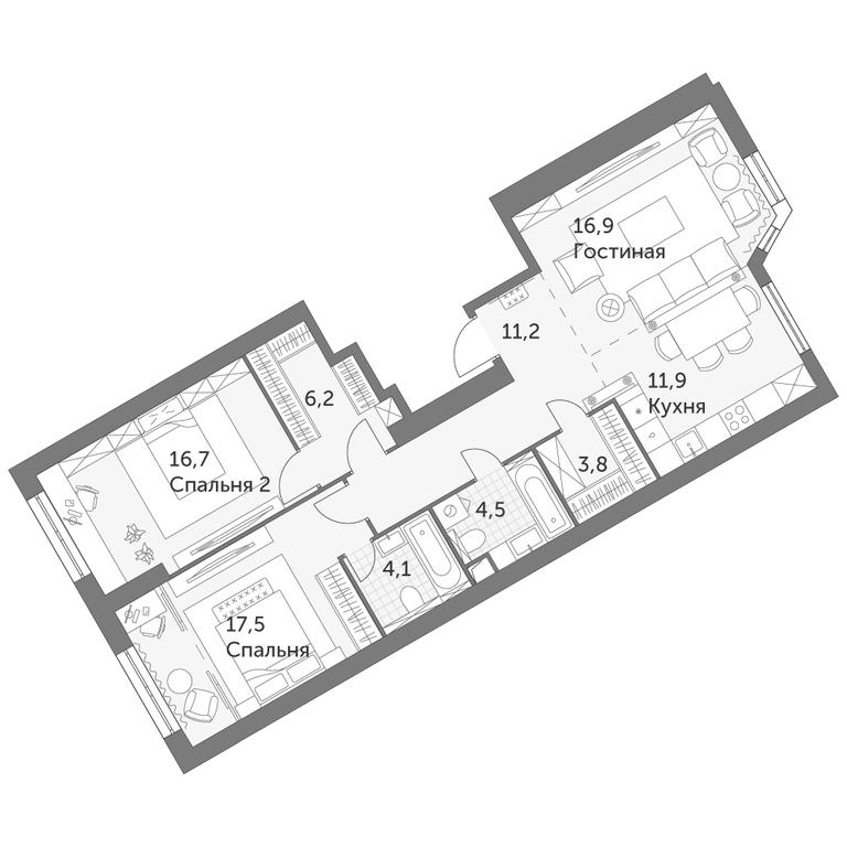 2-BD Apartment Sale, 69.5平方米 at Arkhitektor, Akademika Volgina Street, 2Д, Moscow, Russia #1 2-BD Apartment Sale, 69.5平方米 at Arkhitektor, Akademika Volgina Street, 2Д, Moscow, Russia #1