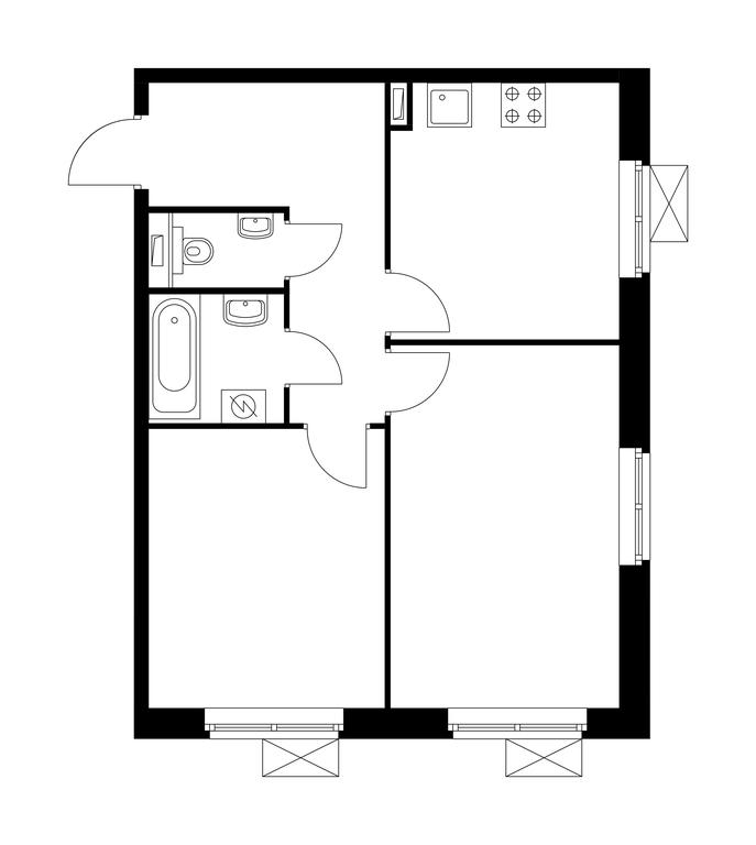 2-BD Apartment Sale, 51.3平方米 at Zhulebino Park, Lyotchika Laryushina Street, 6к1, Lyubertsy, Moscow Region, Russia #1