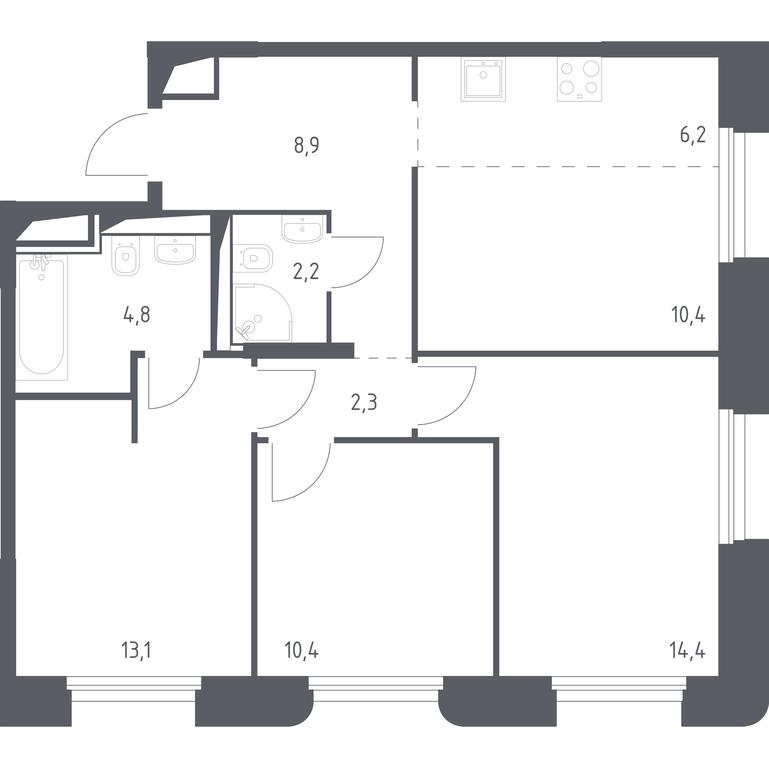 2-BD Apartment Sale, 71.7 sq. m. at Zareche Park, Zarechnaya ulitsa, 25с1, rabochiy posyolok Zarechye, Odintsovskiy City District, Moscow Region, Russia #1 2-BD Apartment Sale, 71.7 sq. m. at Zareche Park, Zarechnaya ulitsa, 25с1, rabochiy posyolok Zarechye, Odintsovskiy City District, Moscow Region, Russia #1