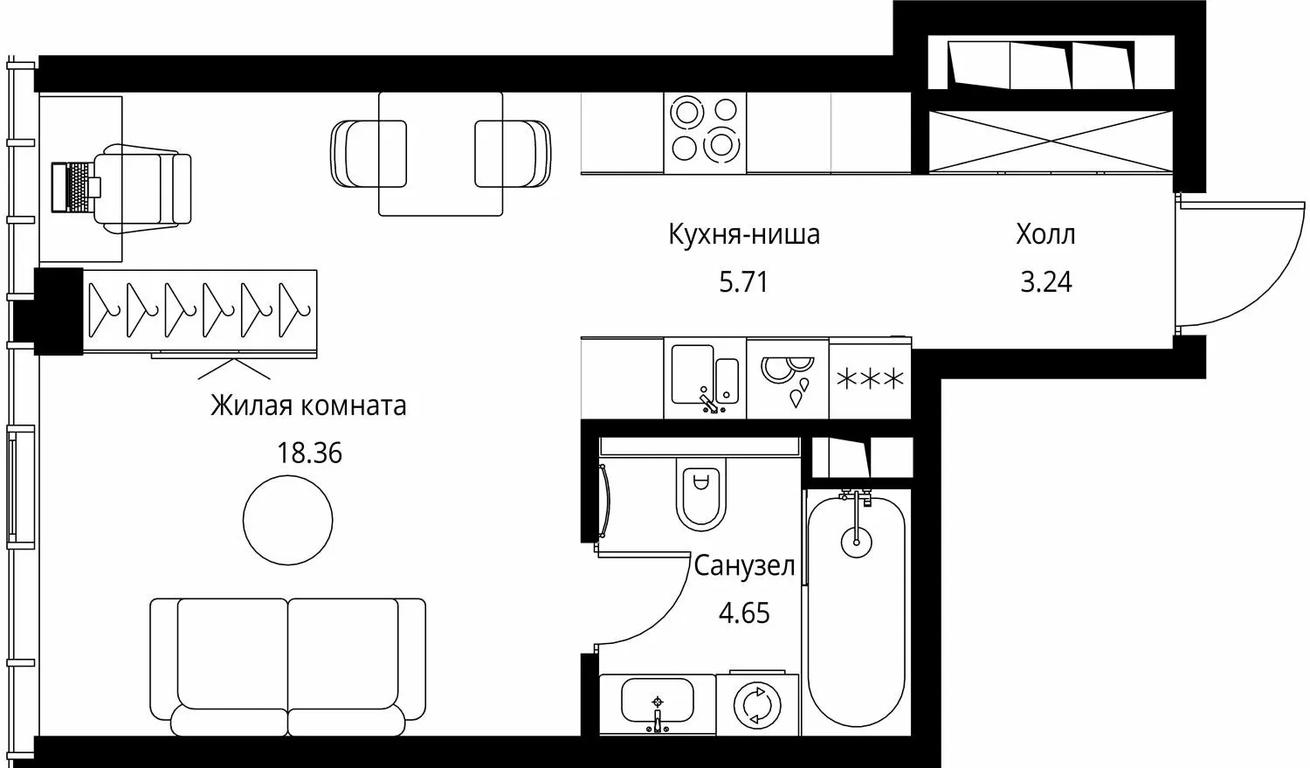 Apartment Sale, 31.96 sq. m. at City Bay, Volokolamskoye Highway, 95с3, Moscow, Russia #1