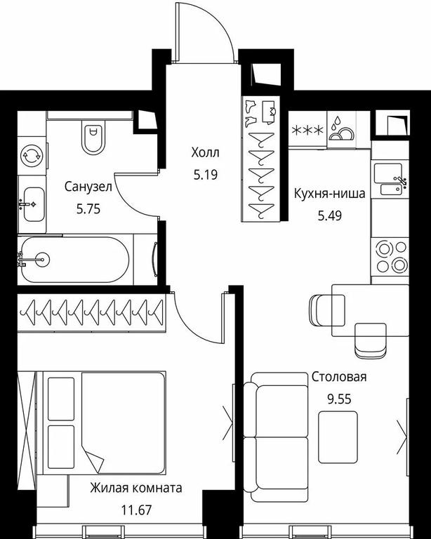 Продажа 1-комн. квартиры, 37,65 м² в ЖК «Сити Бэй (City Bay)», Волоколамское шоссе, 95с3, Москва, Россия #1