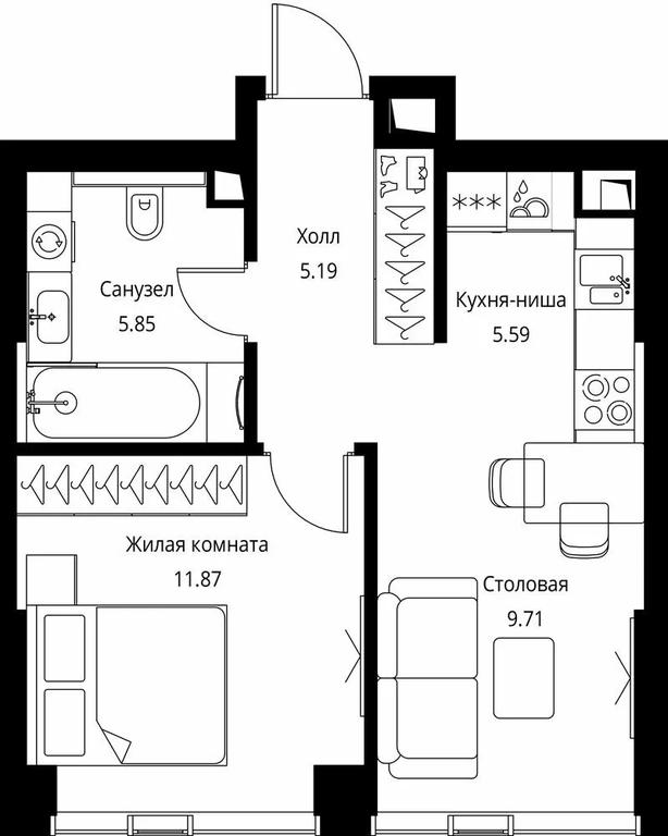 1-BD Apartment Sale, 38.21 sq. m. at City Bay, Volokolamskoye Highway, 95с3, Moscow, Russia #1 1-BD Apartment Sale, 38.21 sq. m. at City Bay, Volokolamskoye Highway, 95с3, Moscow, Russia #1
