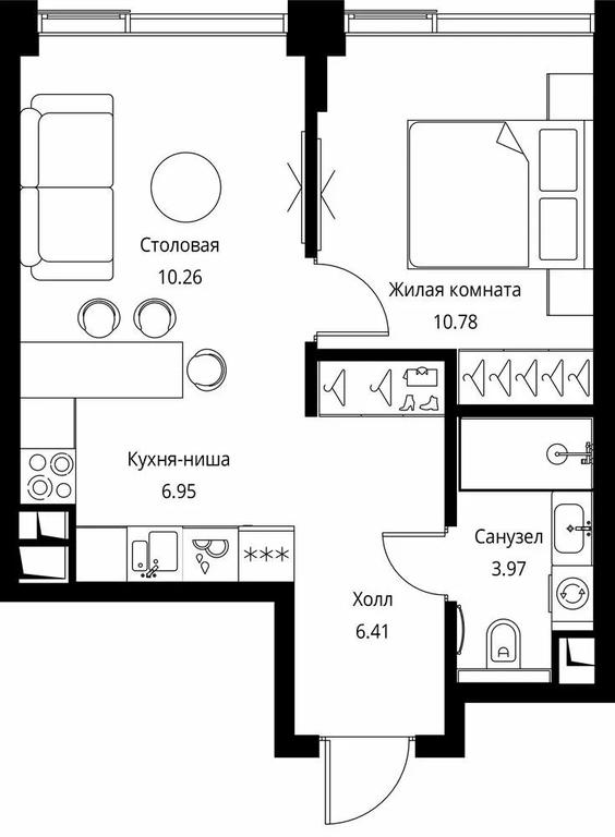 1-BD Apartment Sale, 38.37平方米 at City Bay, Volokolamskoye Highway, 95с3, Moscow, Russia #1 1-BD Apartment Sale, 38.37平方米 at City Bay, Volokolamskoye Highway, 95с3, Moscow, Russia #1