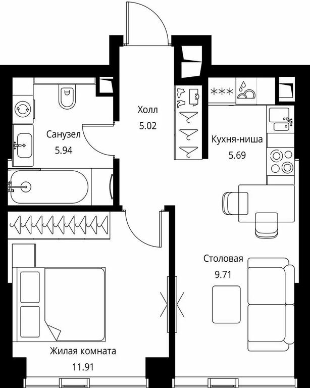 1-BD Apartment Sale, 38.27 sq. m. at City Bay, Volokolamskoye Highway, 95с3, Moscow, Russia #1 1-BD Apartment Sale, 38.27 sq. m. at City Bay, Volokolamskoye Highway, 95с3, Moscow, Russia #1