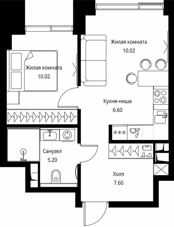 Продажа 2-комн. квартиры, 39,44 м² в ЖК «Сити Бэй (City Bay)», Волоколамское шоссе, 95с3, Москва, Россия #1