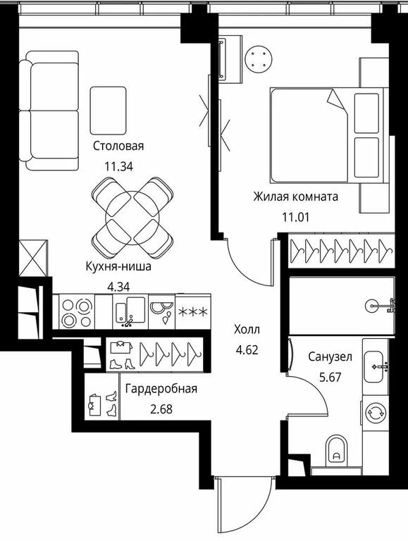 1-BD Apartment Sale, 39.66平方米 at City Bay, Volokolamskoye Highway, 95с3, Moscow, Russia #1 1-BD Apartment Sale, 39.66平方米 at City Bay, Volokolamskoye Highway, 95с3, Moscow, Russia #1