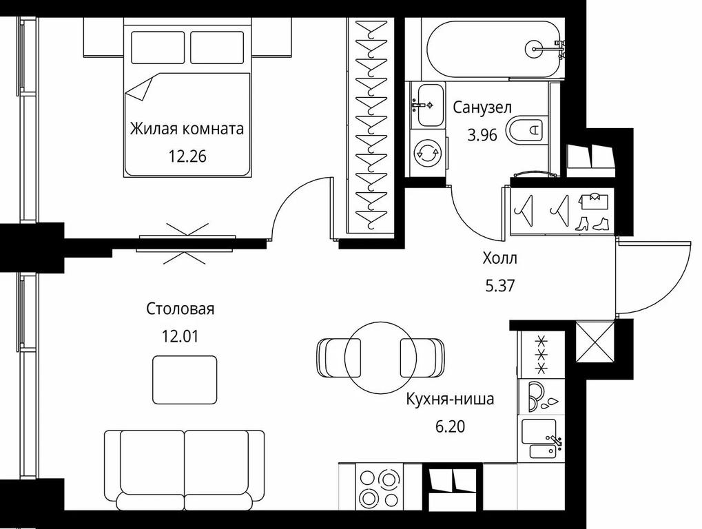 1-BD Apartment Sale, 39.8平方米 at City Bay, Volokolamskoye Highway, 95с3, Moscow, Russia #1 1-BD Apartment Sale, 39.8平方米 at City Bay, Volokolamskoye Highway, 95с3, Moscow, Russia #1