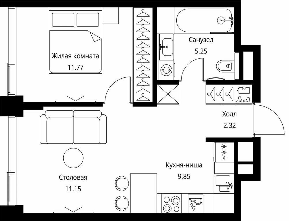 1-BD Apartment Sale, 40.34平方米 at City Bay, Volokolamskoye Highway, 95с3, Moscow, Russia #1 1-BD Apartment Sale, 40.34平方米 at City Bay, Volokolamskoye Highway, 95с3, Moscow, Russia #1