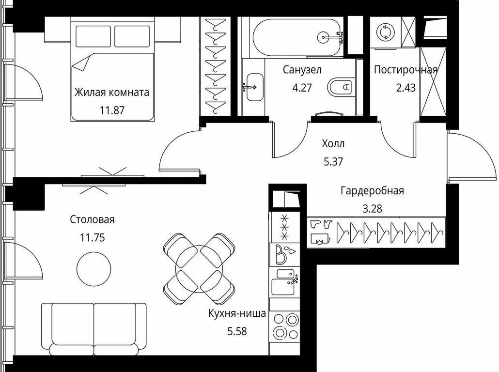 Продажа 1-комн. квартиры, 44,55 м² в ЖК «Сити Бэй (City Bay)», Волоколамское шоссе, 95с3, Москва, Россия #1