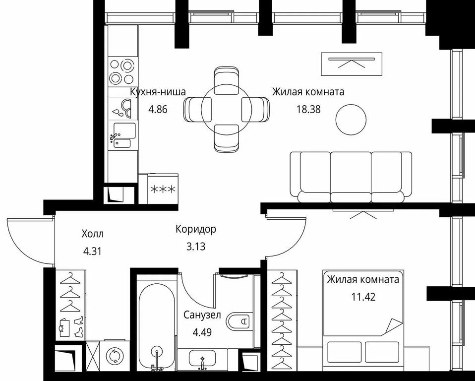 1-BD Apartment Sale, 46.59平方米 at City Bay, Volokolamskoye Highway, 95с3, Moscow, Russia #1 1-BD Apartment Sale, 46.59平方米 at City Bay, Volokolamskoye Highway, 95с3, Moscow, Russia #1