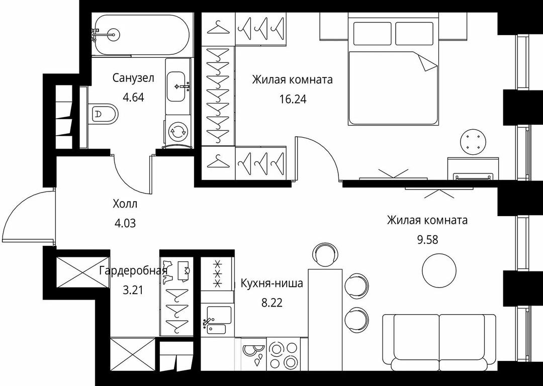 1-BD Apartment Sale, 45.92 sq. m. at City Bay, Volokolamskoye Highway, 95с3, Moscow, Russia #1 1-BD Apartment Sale, 45.92 sq. m. at City Bay, Volokolamskoye Highway, 95с3, Moscow, Russia #1
