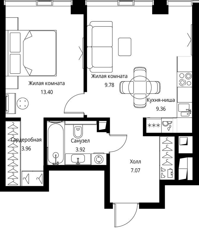 1-BD Apartment Sale, 47.49平方米 at City Bay, Volokolamskoye Highway, 95с3, Moscow, Russia #2 1-BD Apartment Sale, 47.49平方米 at City Bay, Volokolamskoye Highway, 95с3, Moscow, Russia #2