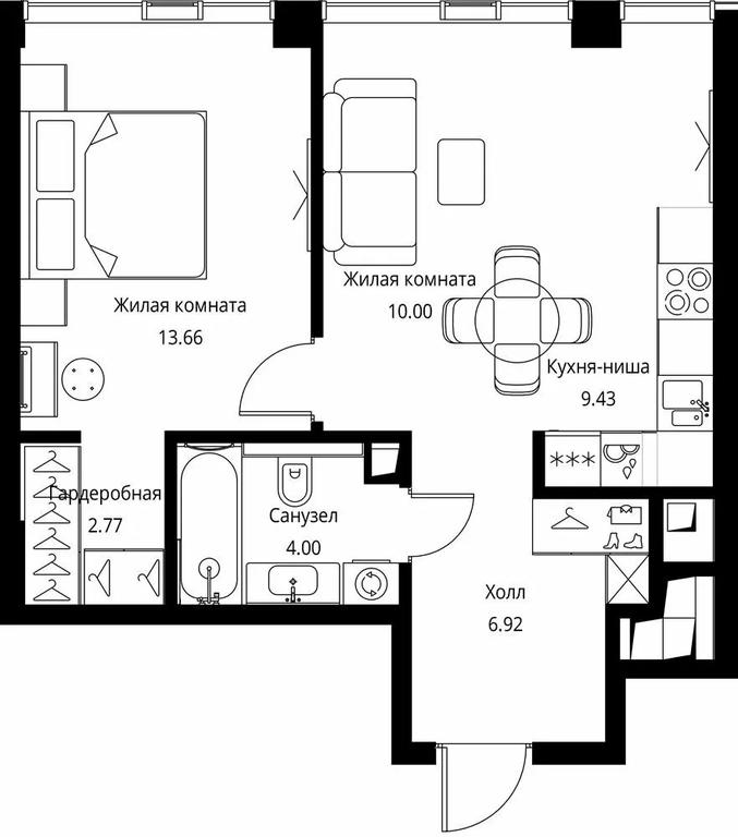 1-BD Apartment Sale, 46.78平方米 at City Bay, Volokolamskoye Highway, 95с3, Moscow, Russia #1 1-BD Apartment Sale, 46.78平方米 at City Bay, Volokolamskoye Highway, 95с3, Moscow, Russia #1