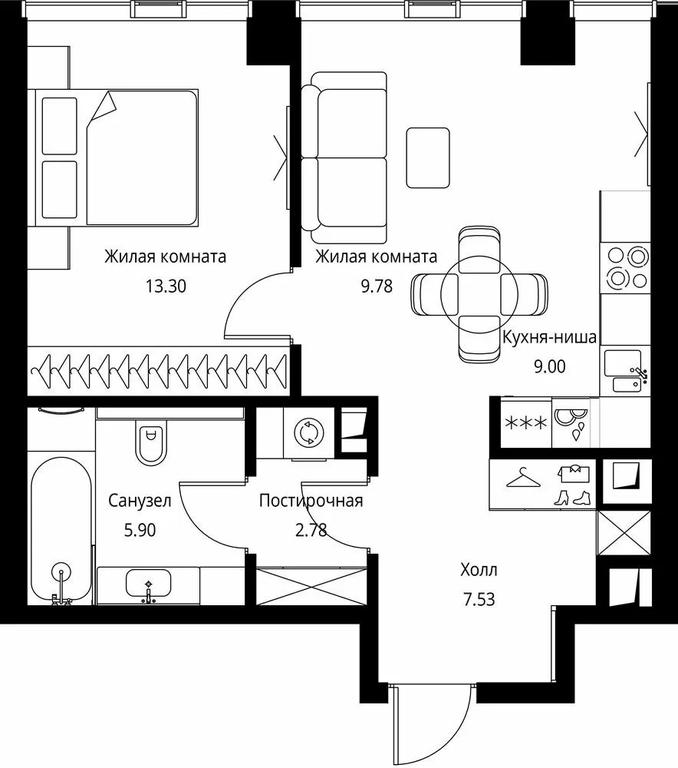 1-BD Apartment Sale, 48.29平方米 at City Bay, Volokolamskoye Highway, 95с3, Moscow, Russia #1 1-BD Apartment Sale, 48.29平方米 at City Bay, Volokolamskoye Highway, 95с3, Moscow, Russia #1