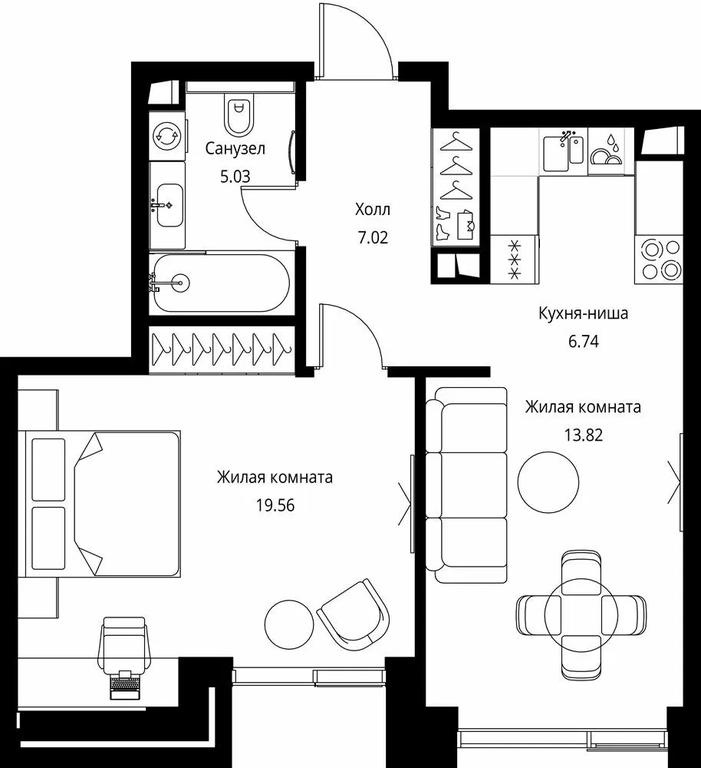 1-BD Apartment Sale, 52.17 sq. m. at City Bay, Volokolamskoye Highway, 95с3, Moscow, Russia #1