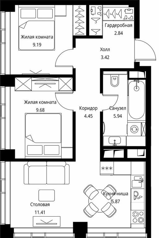 1-BD Apartment Sale, 52.8平方米 at City Bay, Volokolamskoye Highway, 95с3, Moscow, Russia #1