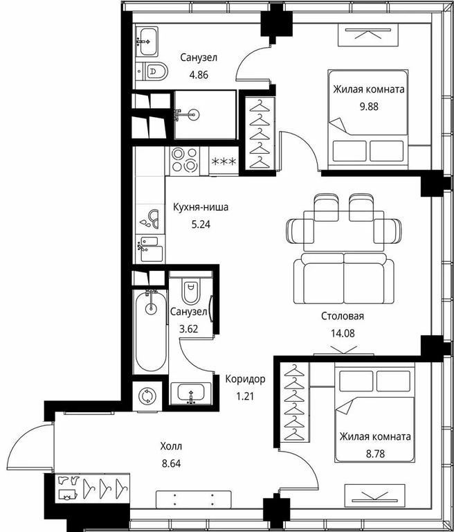 Продажа 2-комн. квартиры, 56,3 м² в ЖК «Сити Бэй (City Bay)», Волоколамское шоссе, 95с3, Москва, Россия #1