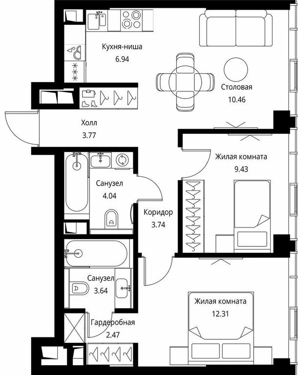 2-BD Apartment Sale, 56.8 sq. m. at City Bay, Volokolamskoye Highway, 95с3, Moscow, Russia #1 2-BD Apartment Sale, 56.8 sq. m. at City Bay, Volokolamskoye Highway, 95с3, Moscow, Russia #1