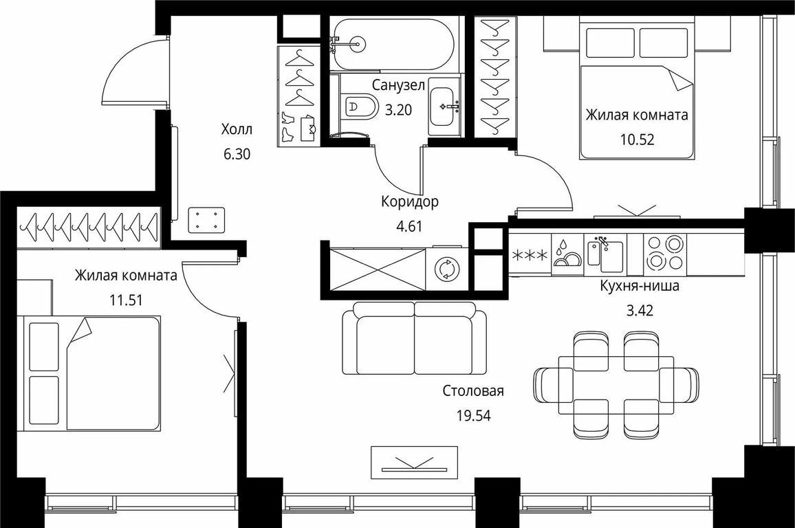 Продажа 2-комн. квартиры, 59,1 м² в ЖК «Сити Бэй (City Bay)», Волоколамское шоссе, 95с3, Москва, Россия #1