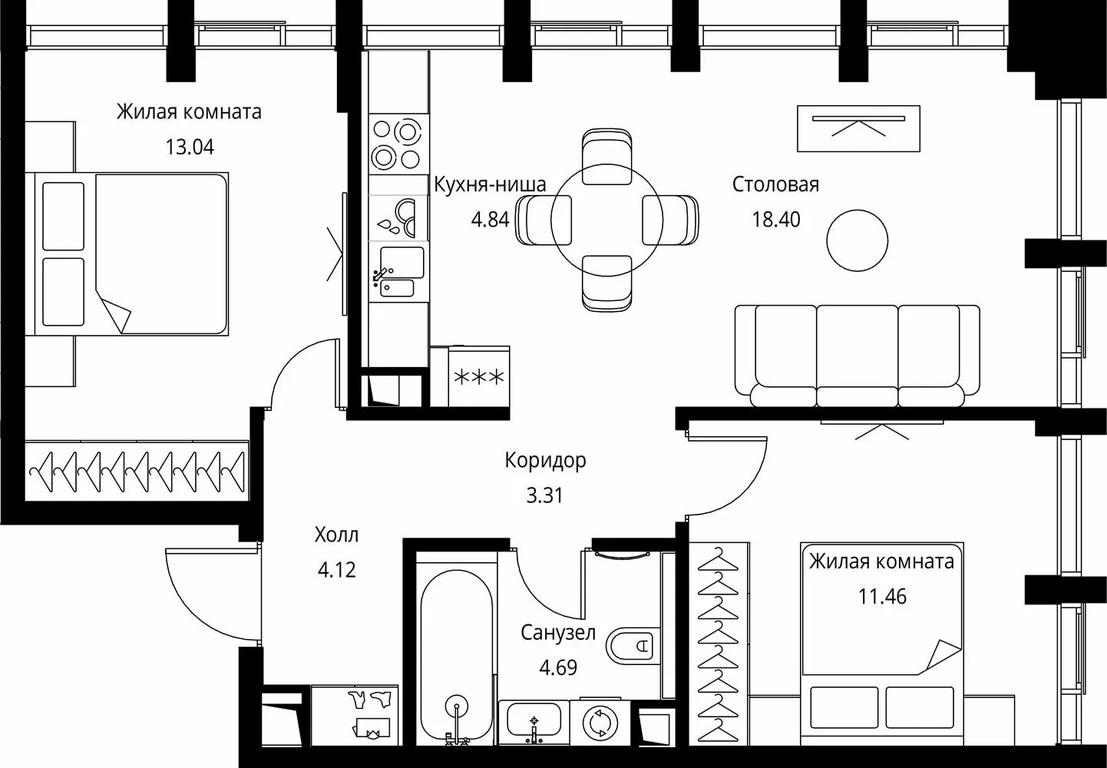 Продажа 2-комн. квартиры, 59,86 м² в ЖК «Сити Бэй (City Bay)», Волоколамское шоссе, 95с3, Москва, Россия #1